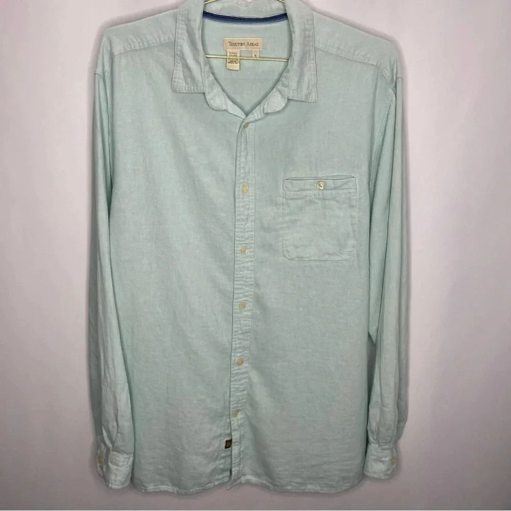 The Territory Ahead Light Mint Green Linen Button-Down Shirt